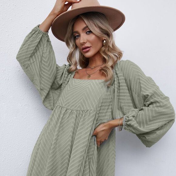 SYNZ Dresses & Skirts - Textured Square Neck Mini Dress